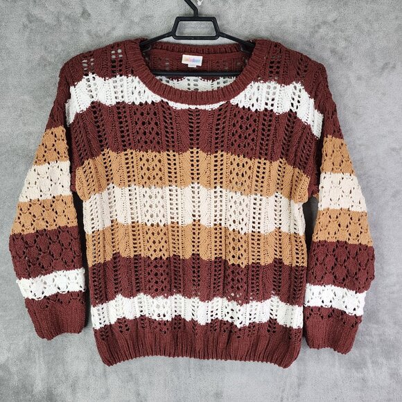Womens LuLaRoe Open Knit Mariah Sweater Multicolor Striped Long Sleeve Size XL - Picture 2 of 11